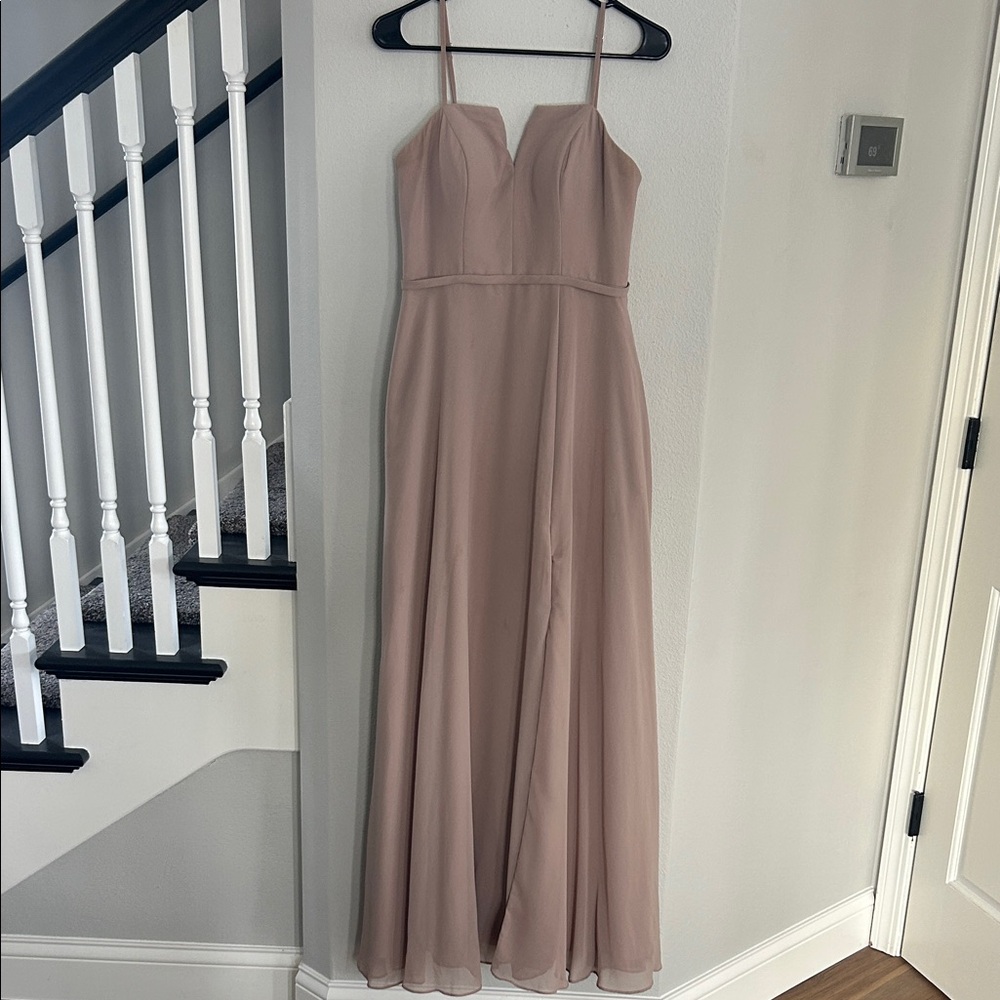 Azazie soft taupe colored Maxi Dress size 6